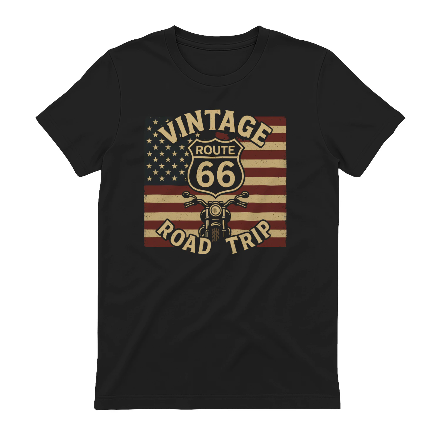 Vintage Route 66 Road Trip Motorrad T-Shirt USA Geschenkidee für Männer