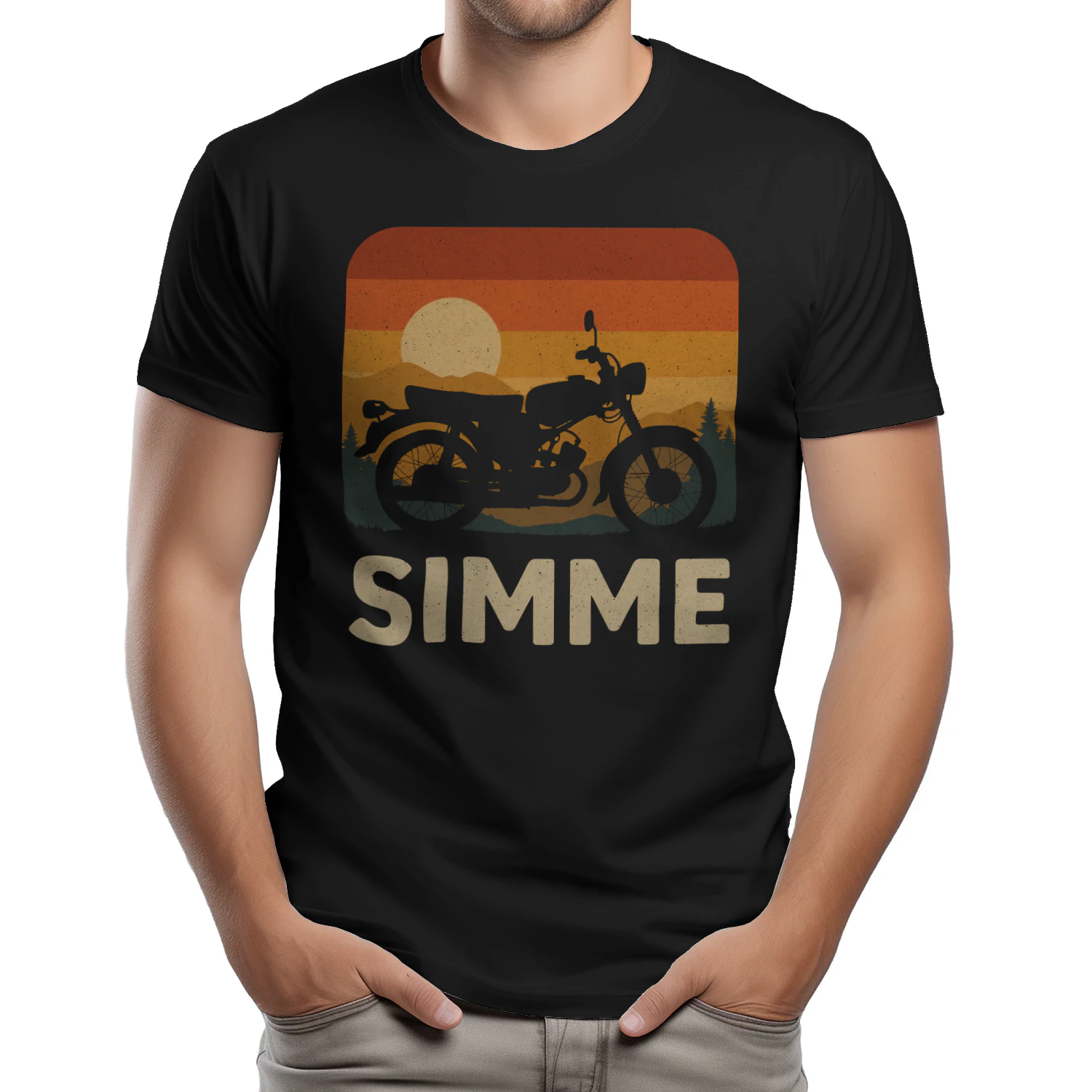 Simme Moped Retro Sonnenuntergang T-Shirt Geschenkidee für Männer