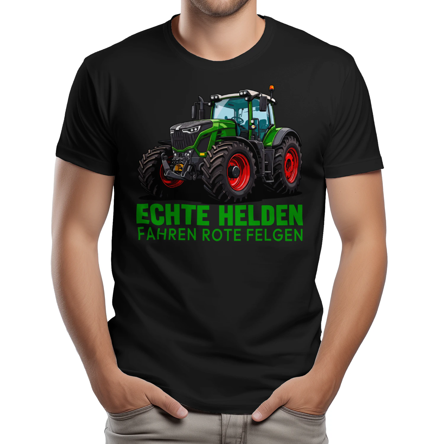 Echte Helden fahren rote Felgen Traktor T-Shirt Landwirt Geschenkidee für Männer