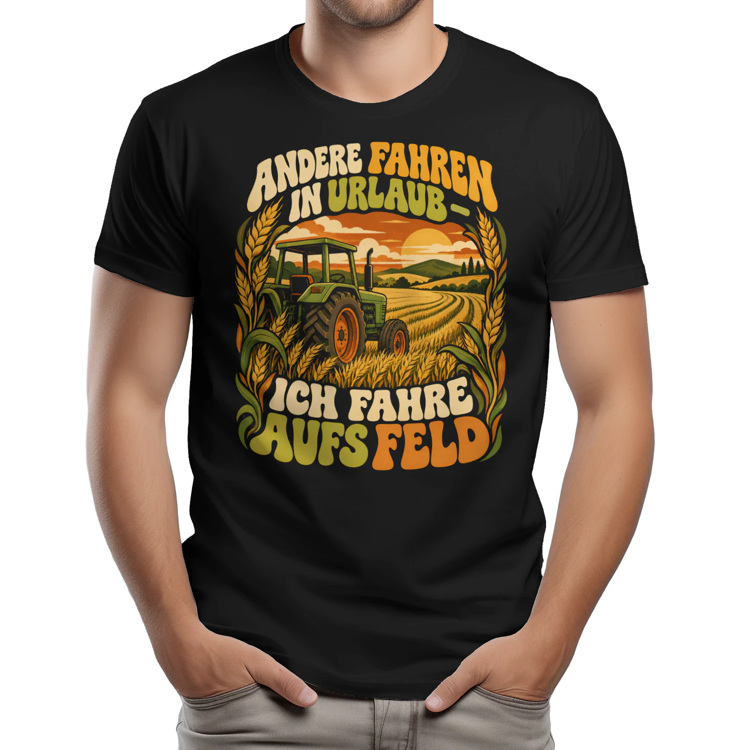 Andere fahren in Urlaub ich fahre aufs Feld Traktor T-Shirt Mond