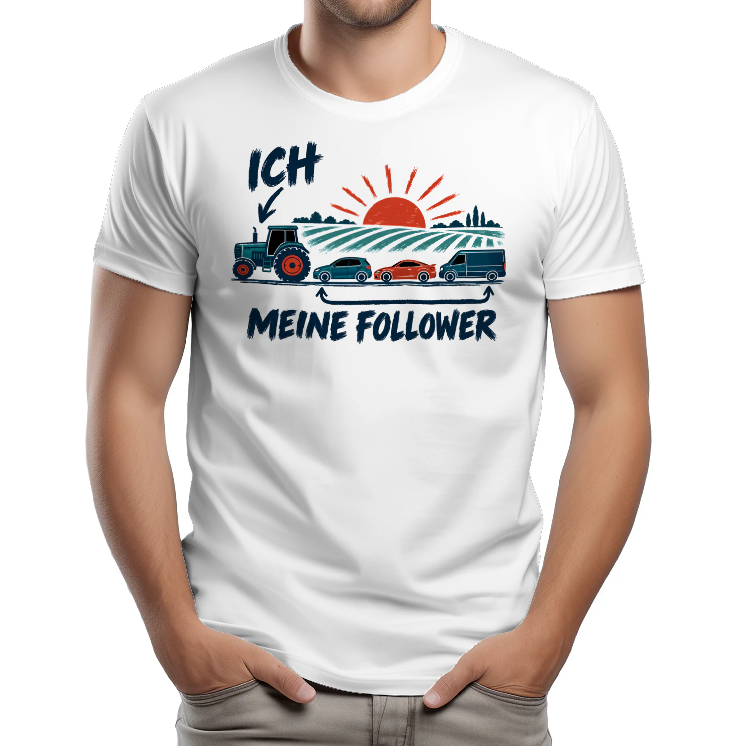 Ich und meine Follower Traktor T-Shirt Sonnenuntergang