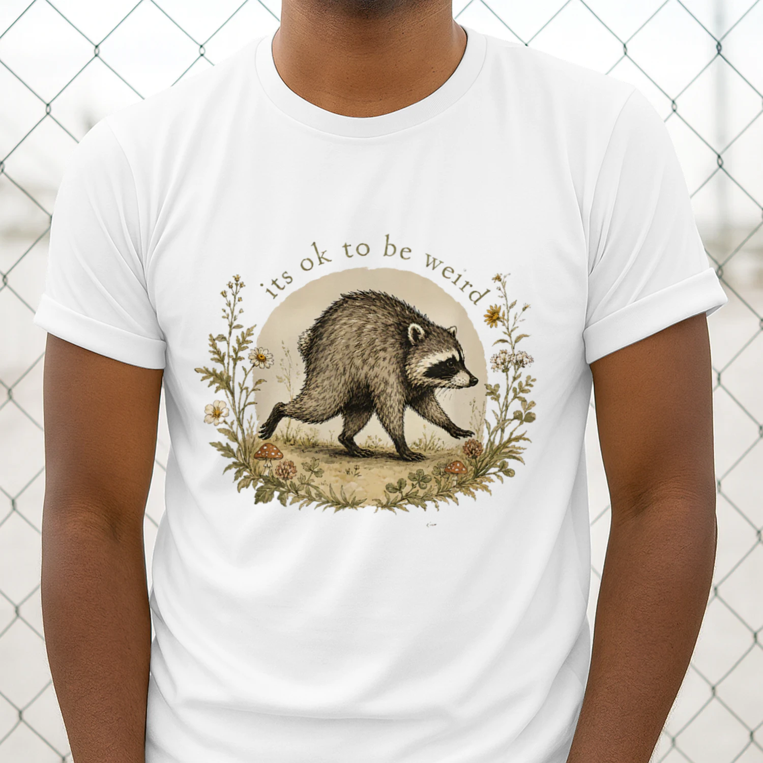 Jimothy from Seattle It's OK to Be Weird Raccoon Cottagecore Classic Unisex T-shirt | Whimsical Woodland Raccoon Art Tee 🦝🌿 Shop Today!