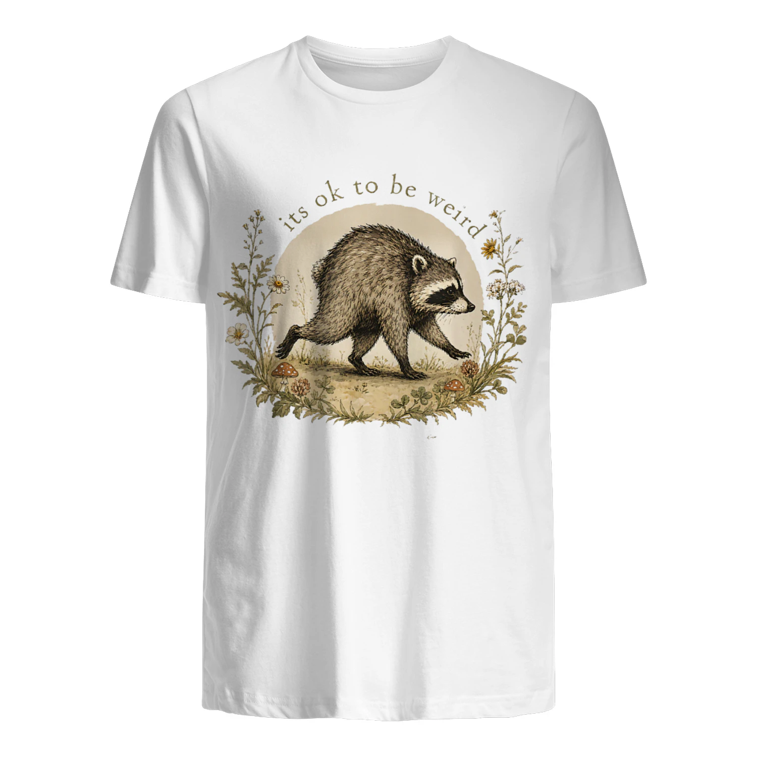 Jimothy from Seattle It's OK to Be Weird Raccoon Cottagecore Classic Unisex T-shirt | Whimsical Woodland Raccoon Art Tee 🦝🌿 Shop Today!
