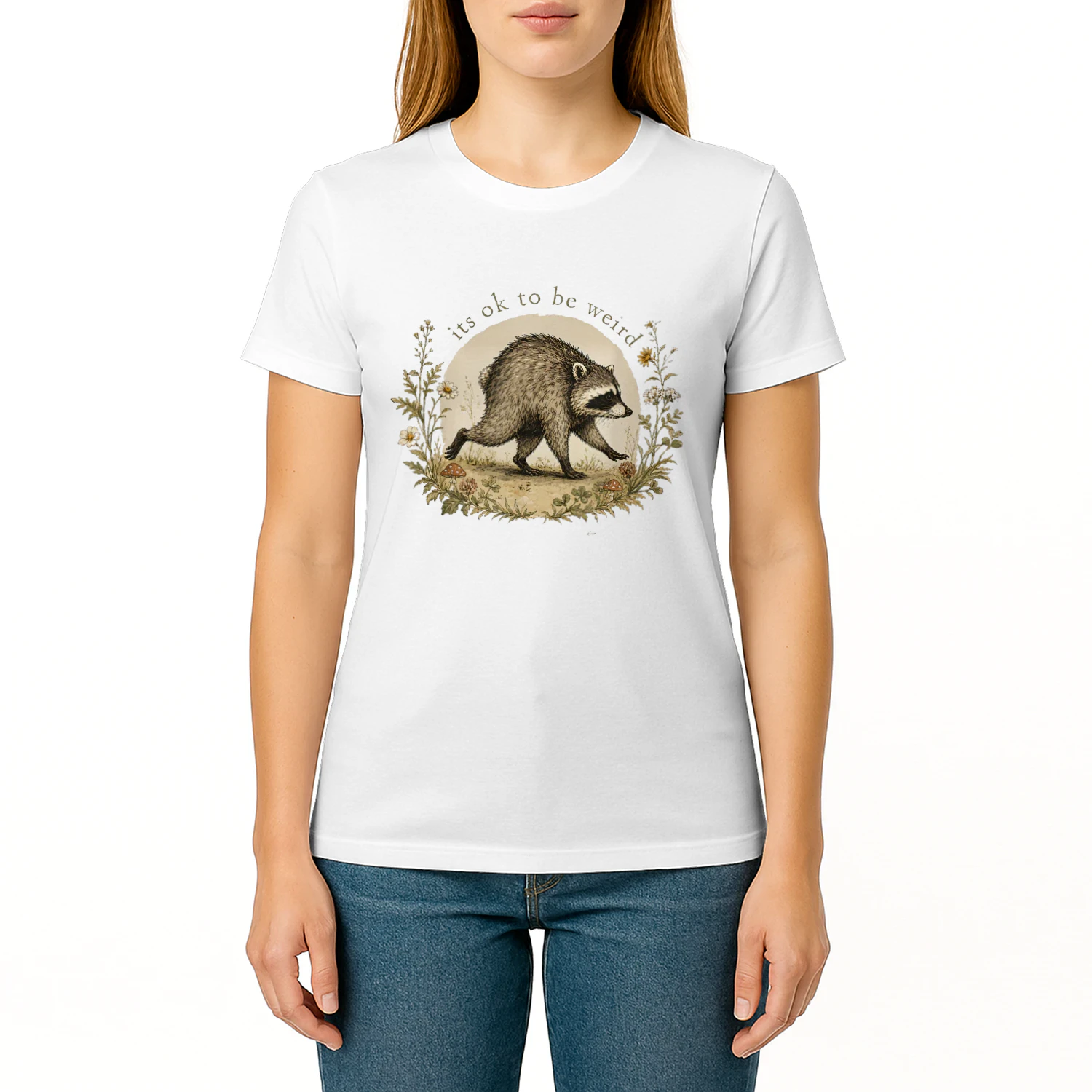 Jimothy from Seattle It's OK to Be Weird Raccoon Cottagecore Classic Unisex T-shirt | Whimsical Woodland Raccoon Art Tee 🦝🌿 Shop Today!