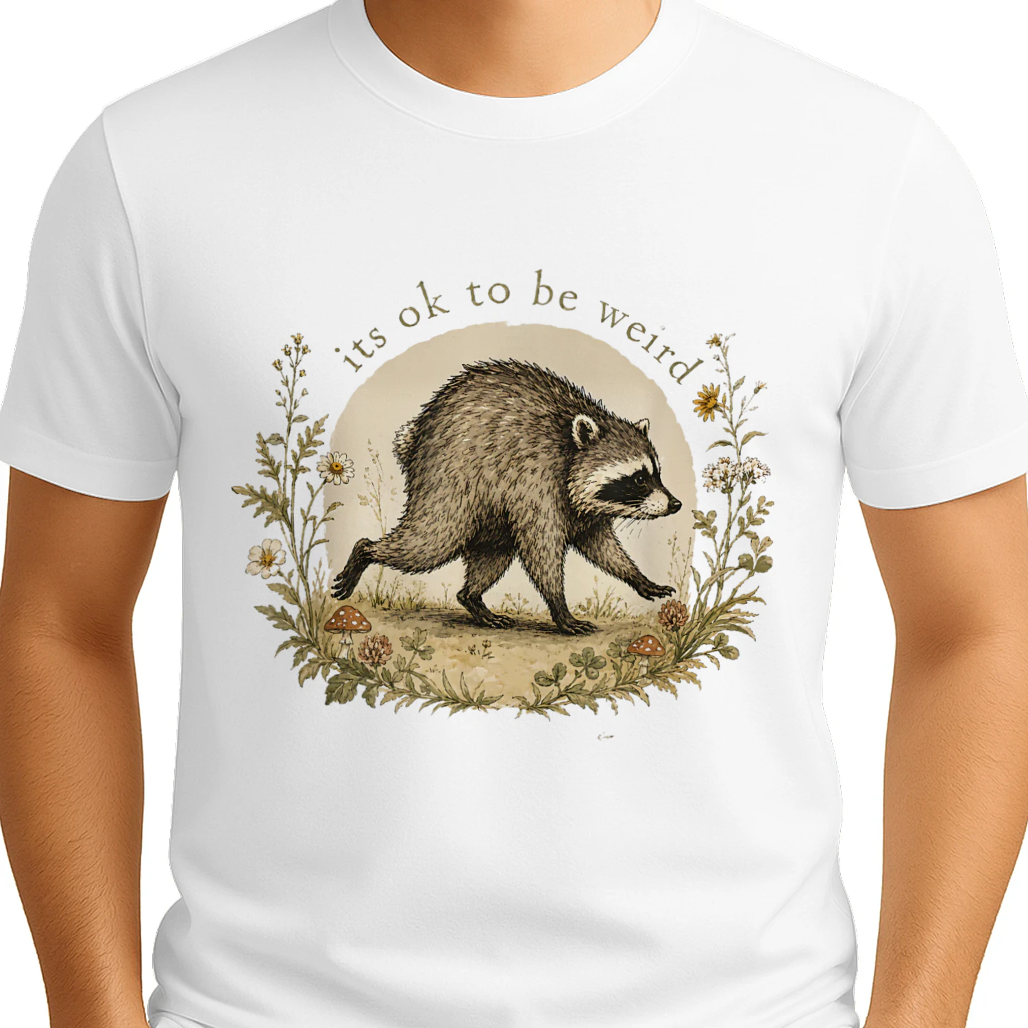 Jimothy from Seattle It's OK to Be Weird Raccoon Cottagecore Classic Unisex T-shirt | Whimsical Woodland Raccoon Art Tee 🦝🌿 Shop Today!