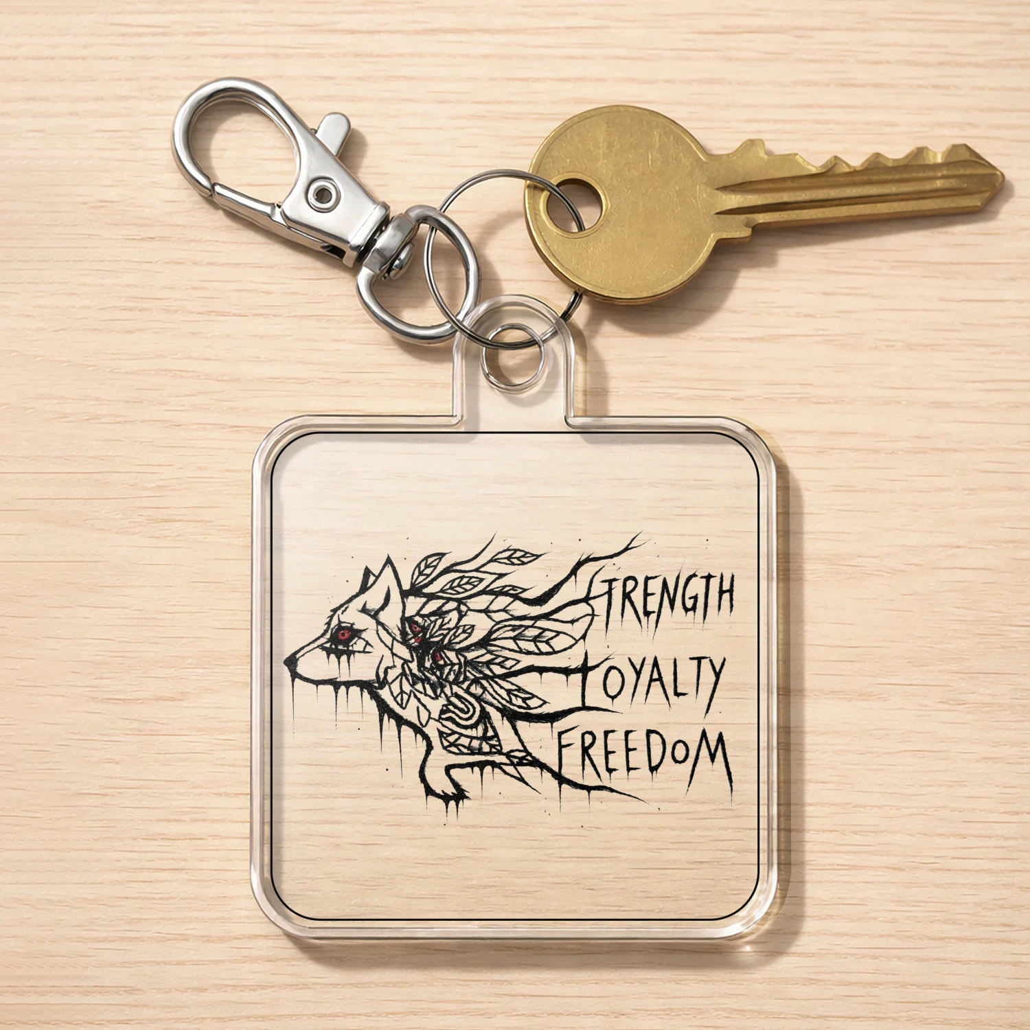 Wolf-inspired keychain symbolizing strength, loyalty, and freedom.