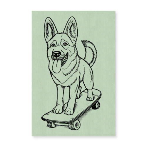 German Shepherd on a Skateboard