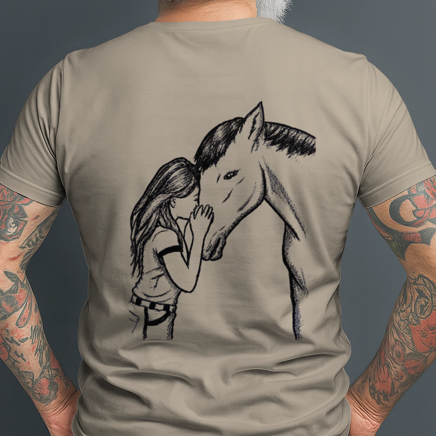 This hand-drawn, emotionally charged design captures the spiritual connection between animals and humans. It is perfect for anyone who has an emotional bond with an animal