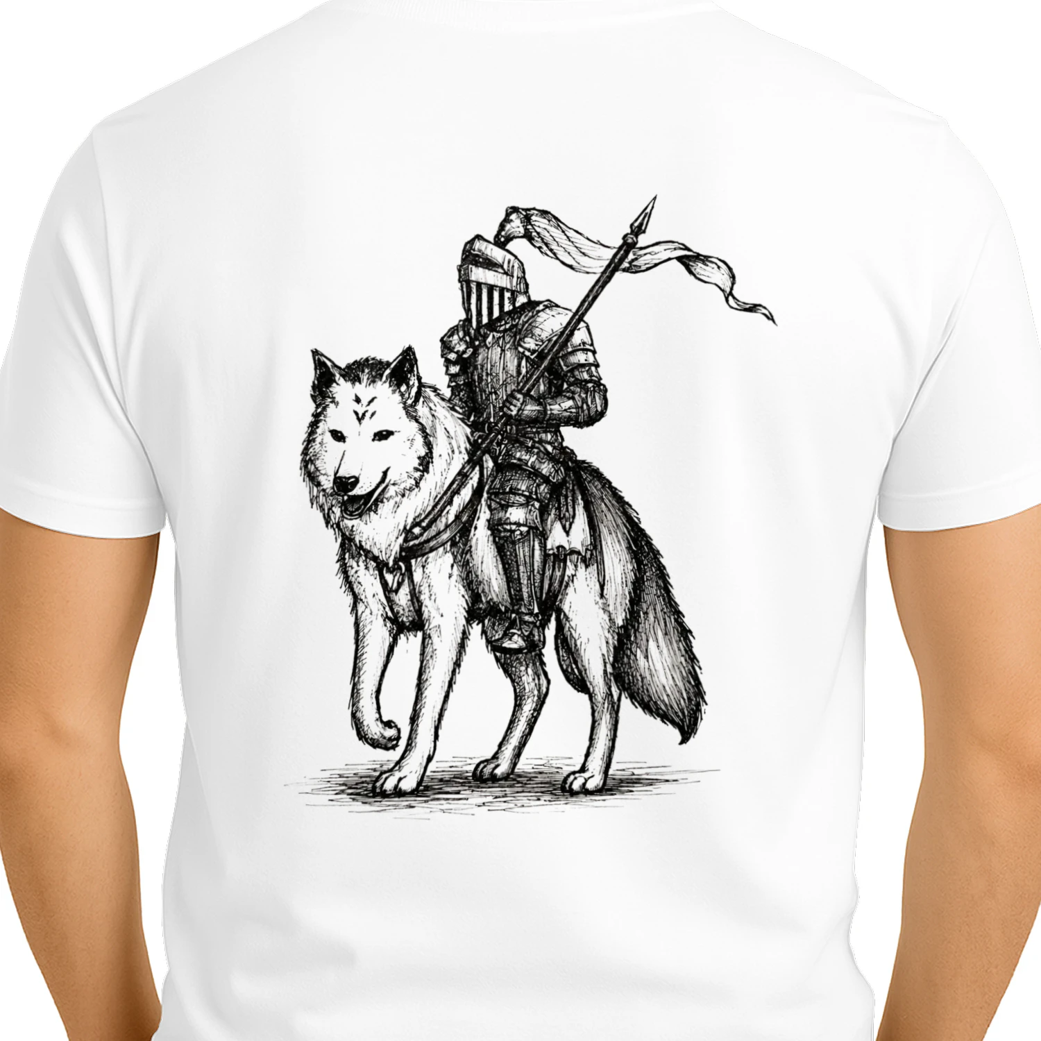The knight and wolf shirt symbolizes human and wild power.Unisex