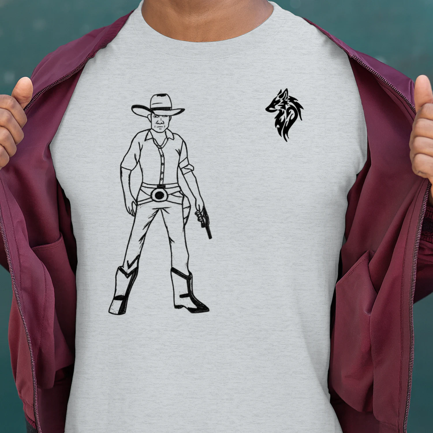 Hand-drawn cowboy.unisex