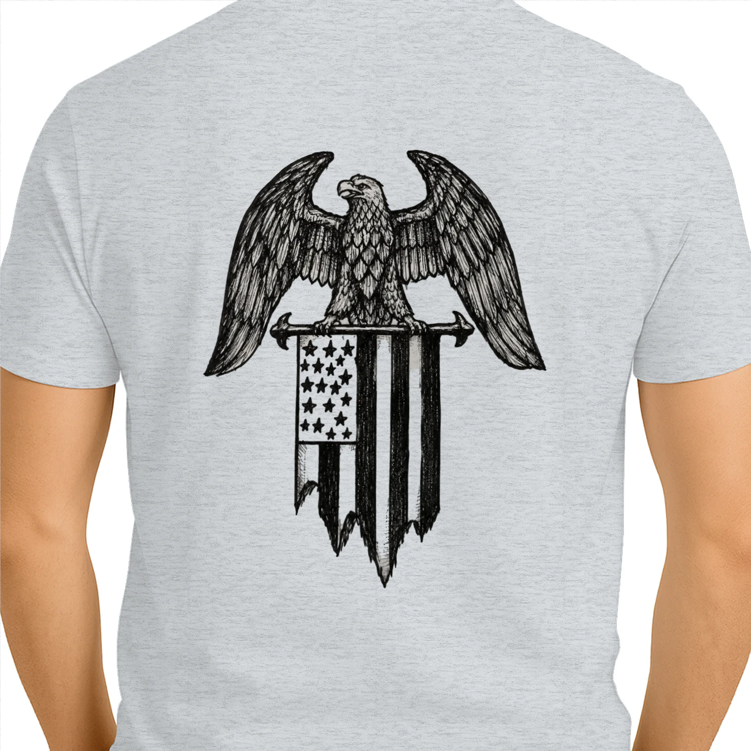 The American flag flutters alongside the eagle—America's symbol—embodying American power.Unisex