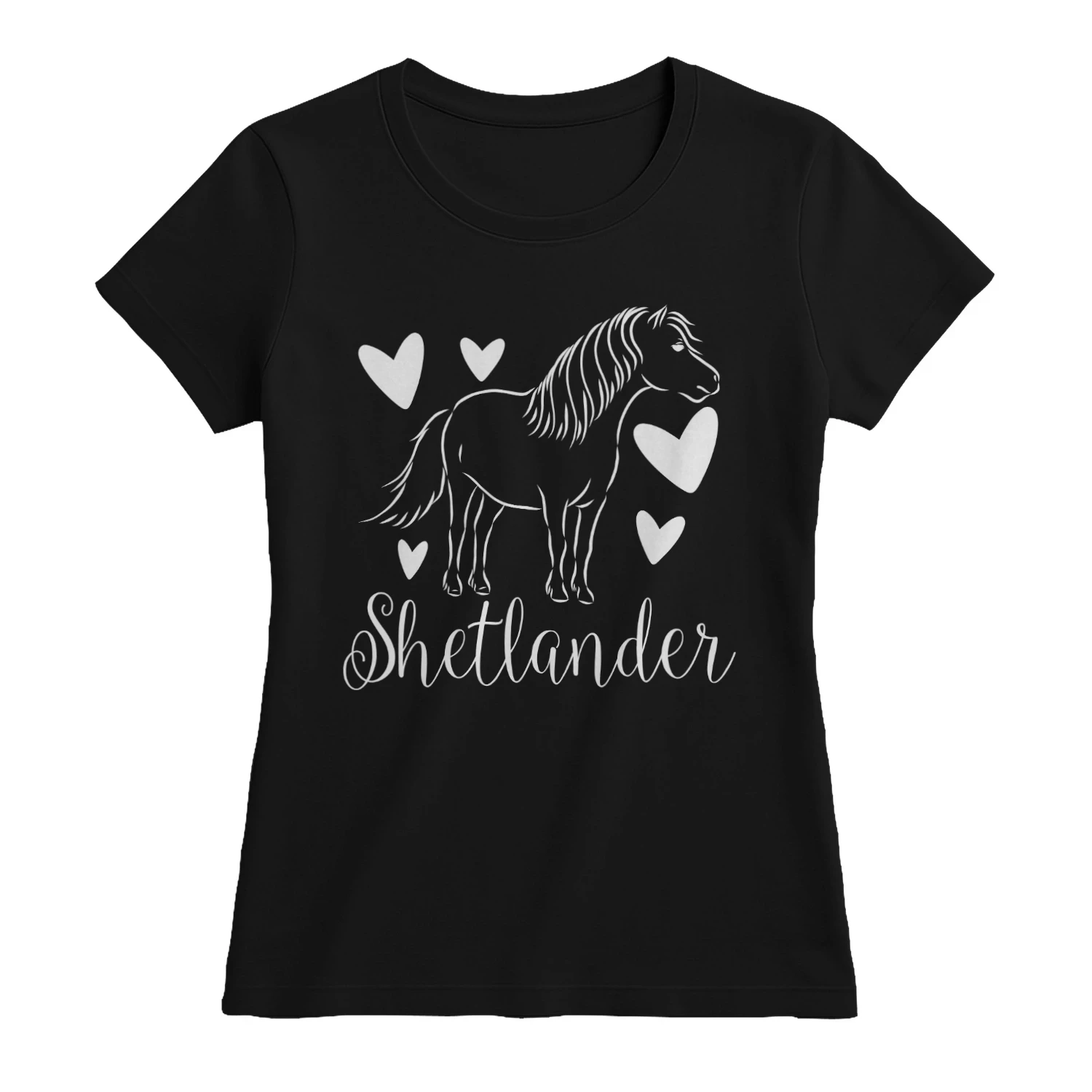 Shetland Lover Elegant Script Typography Equestrian T-Shirt