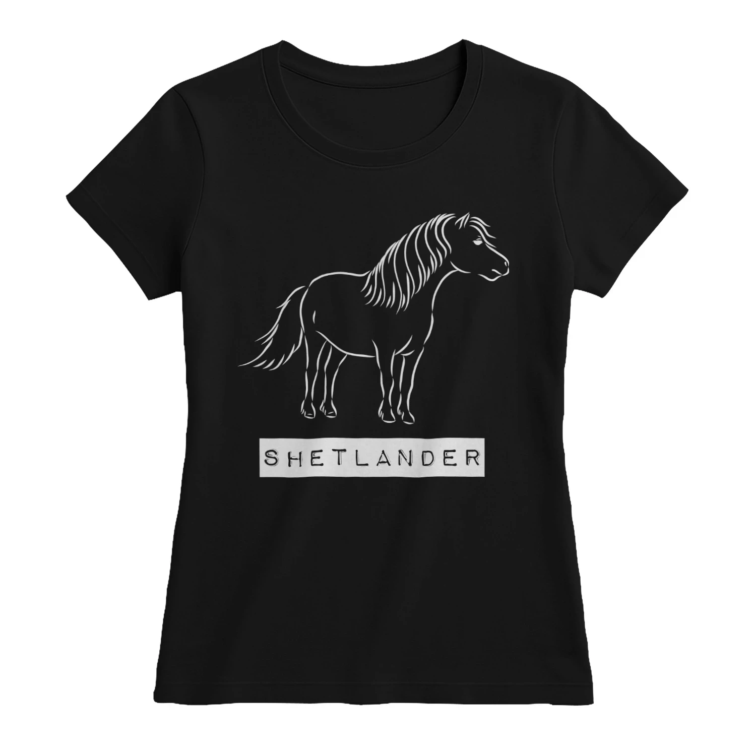 Classic Shetland Pony Line Art Block Typography Tee
