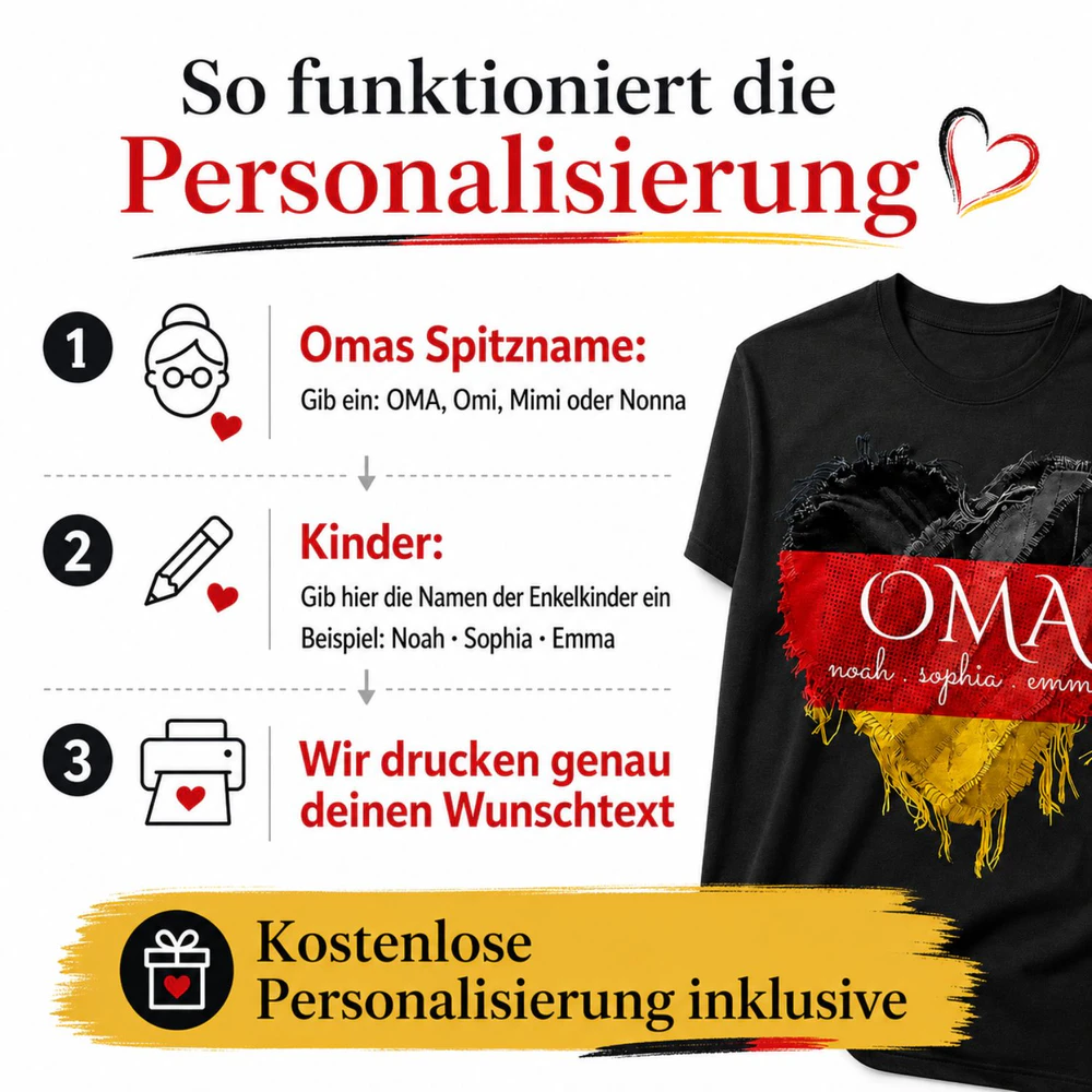 Personalisiertes OMA T-Shirt mit Namen der Enkelkinder