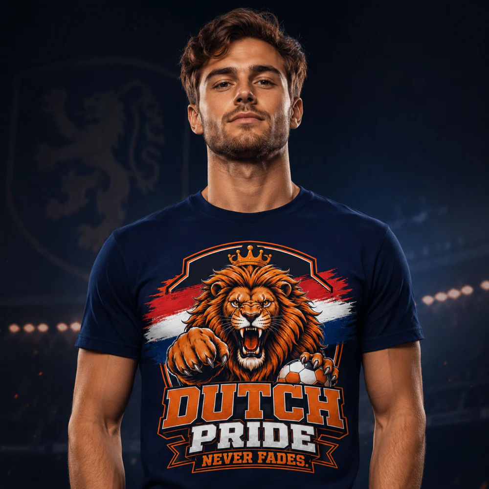 Dutch Pride Never Fades T-Shirt – Oranje Football Fan Lion Tee