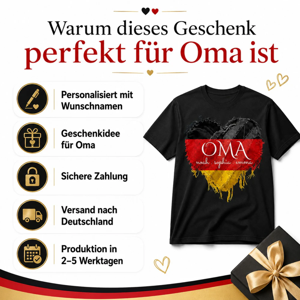 Personalisiertes OMA T-Shirt mit Namen der Enkelkinder