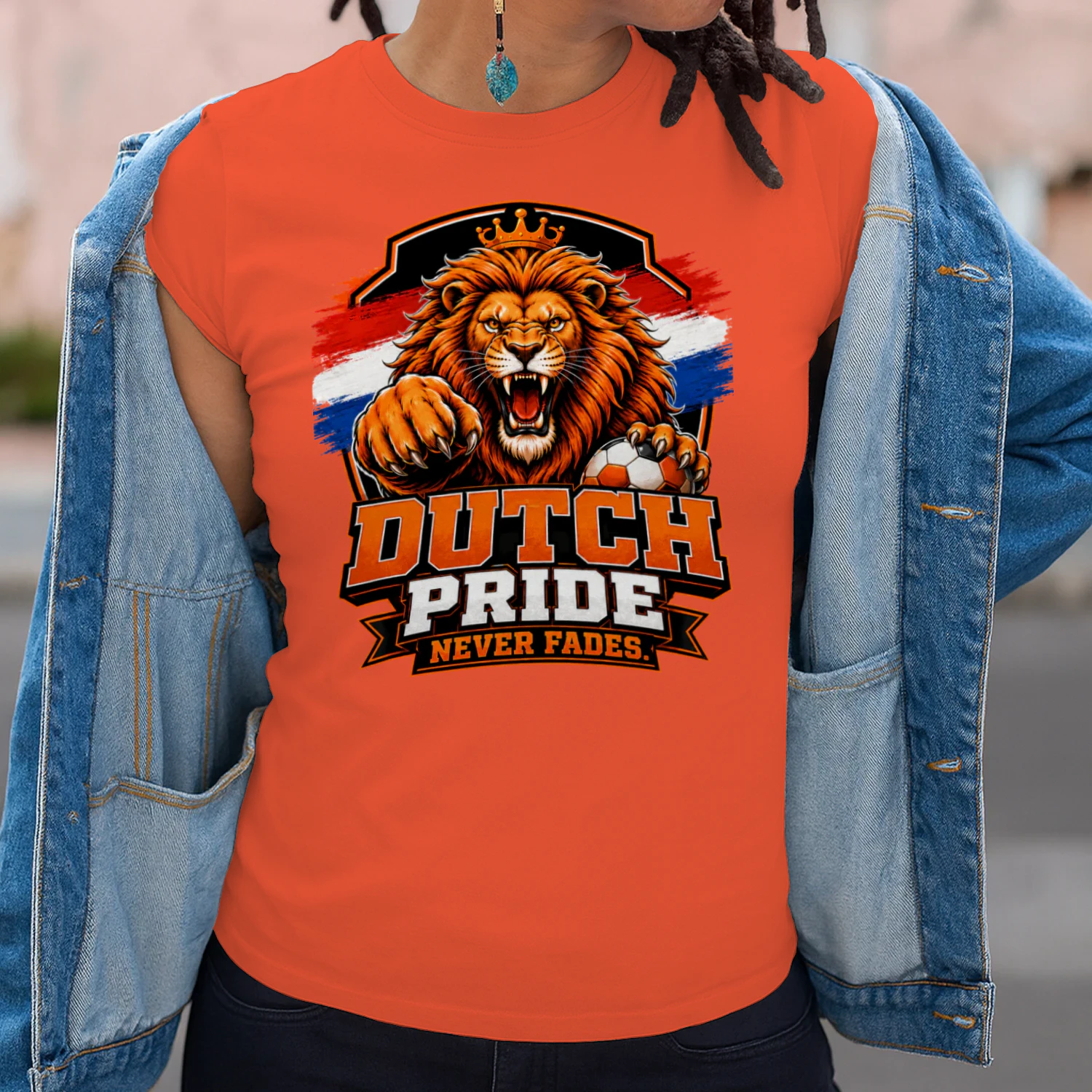 Dutch Pride Never Fades T-Shirt – Oranje Football Fan Lion Tee