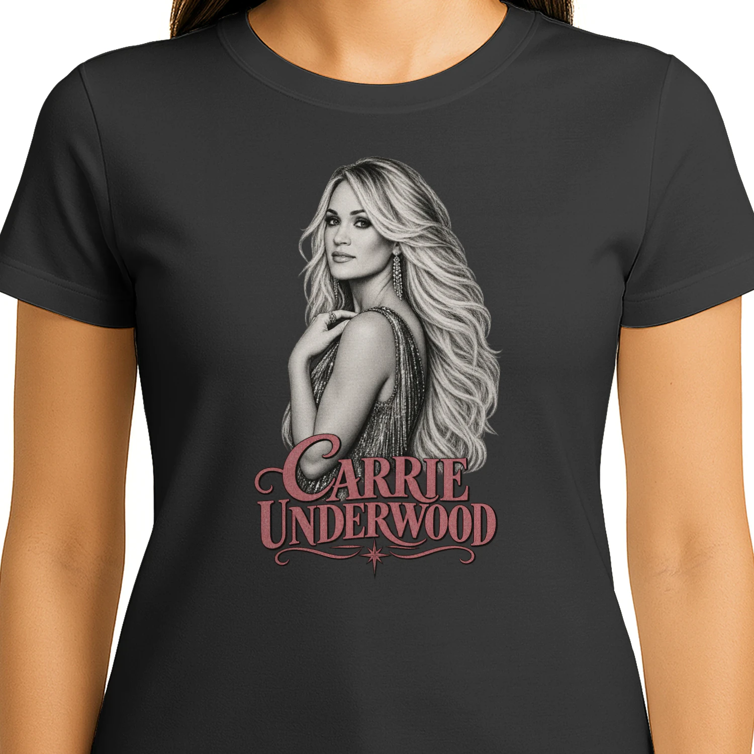 Carrie Underwood Vintage Rose Portrait T‑Shirt