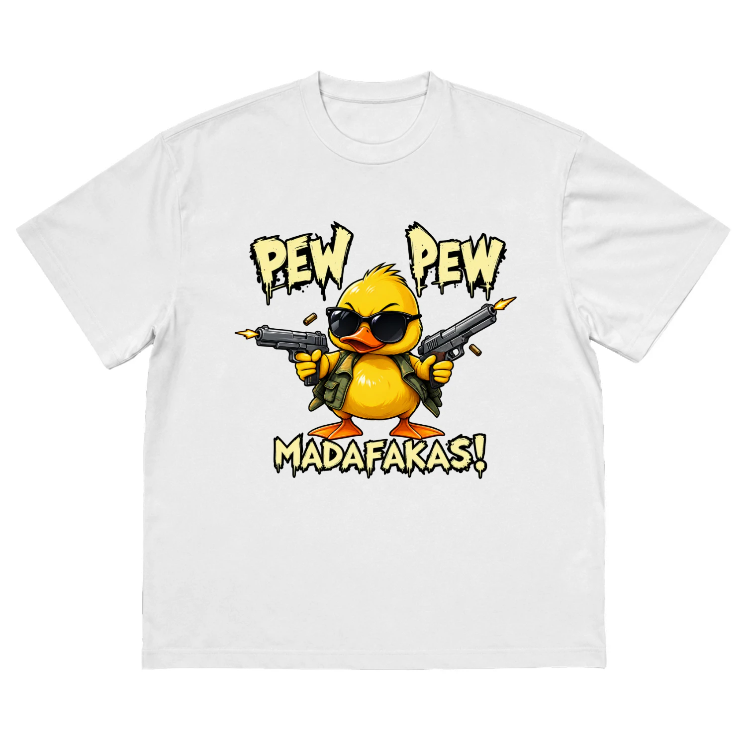 Pew Pew Duck – Funny Action Cartoon Graphic