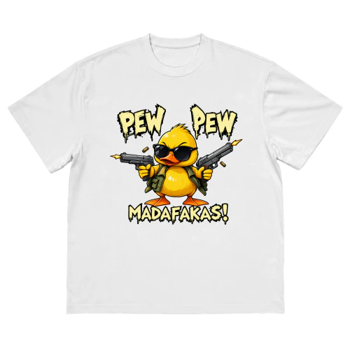 Pew Pew Duck – Funny Action Cartoon Graphic