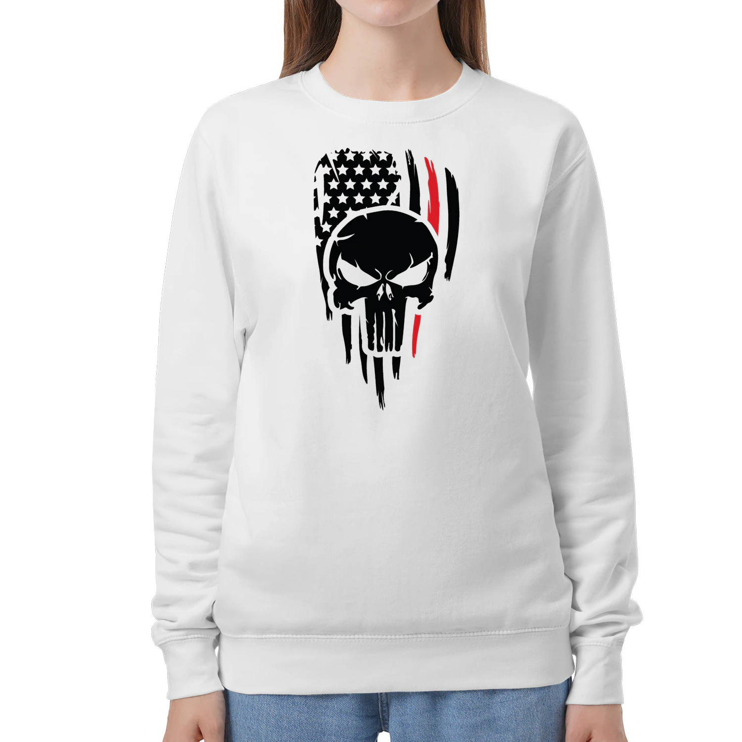 American Flag Skull – Distressed Patriotic Graphic