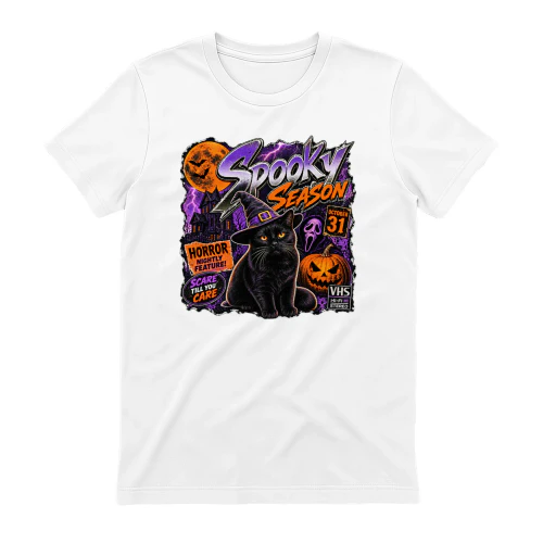 Spooky Season Black Cat – Retro Halloween Graphic T-Shirt
