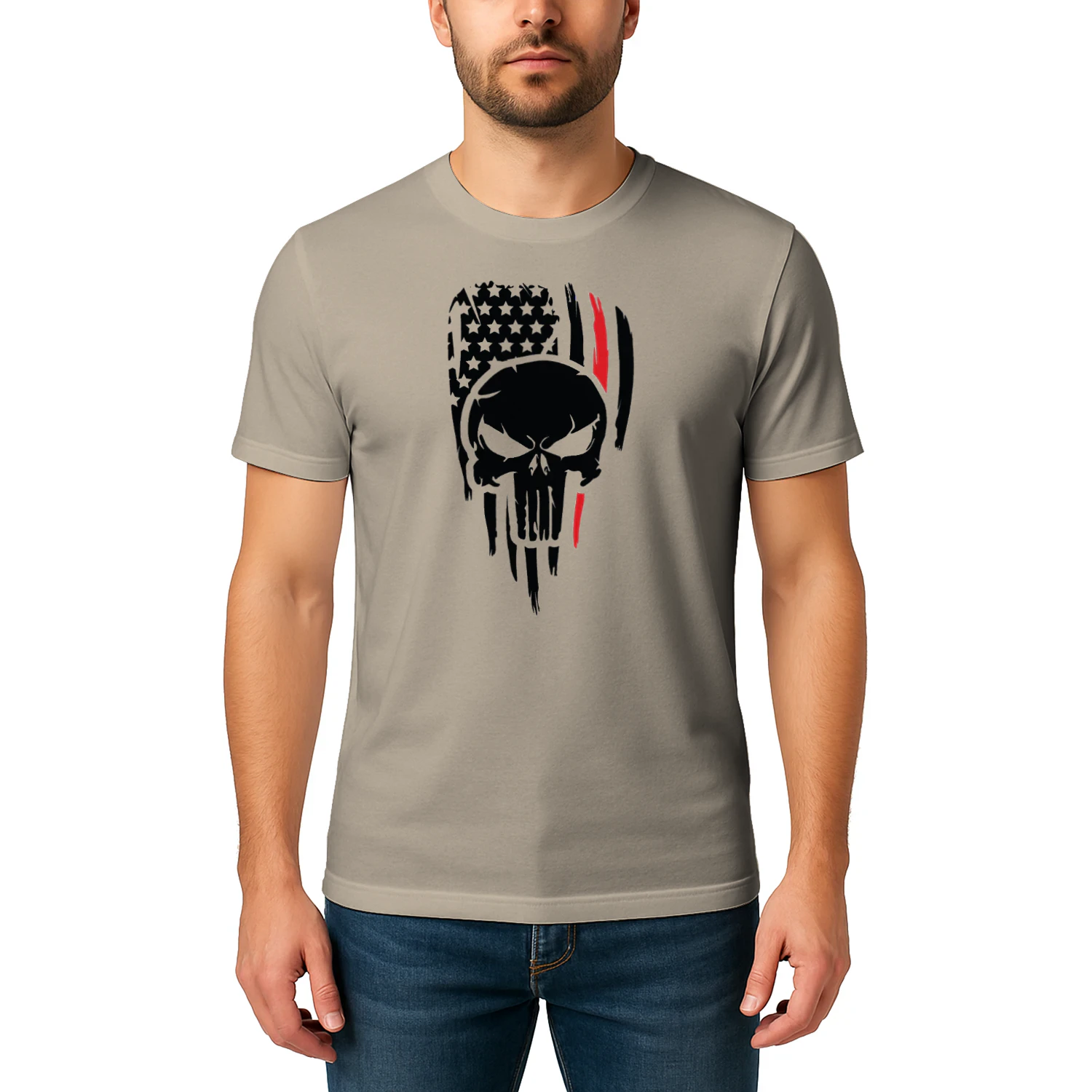 American Flag Skull – Distressed Patriotic Graphic