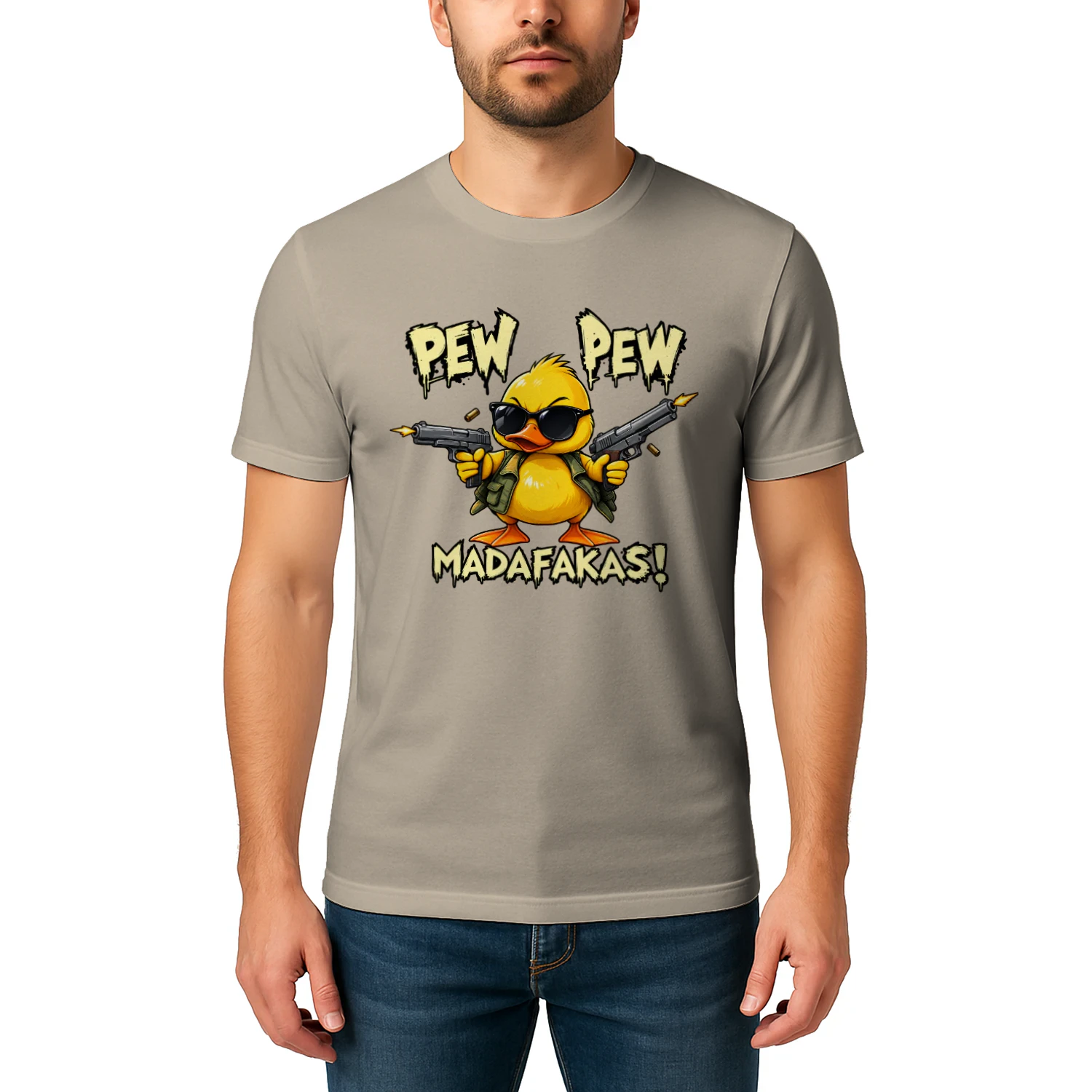 Pew Pew Duck – Funny Action Cartoon Graphic