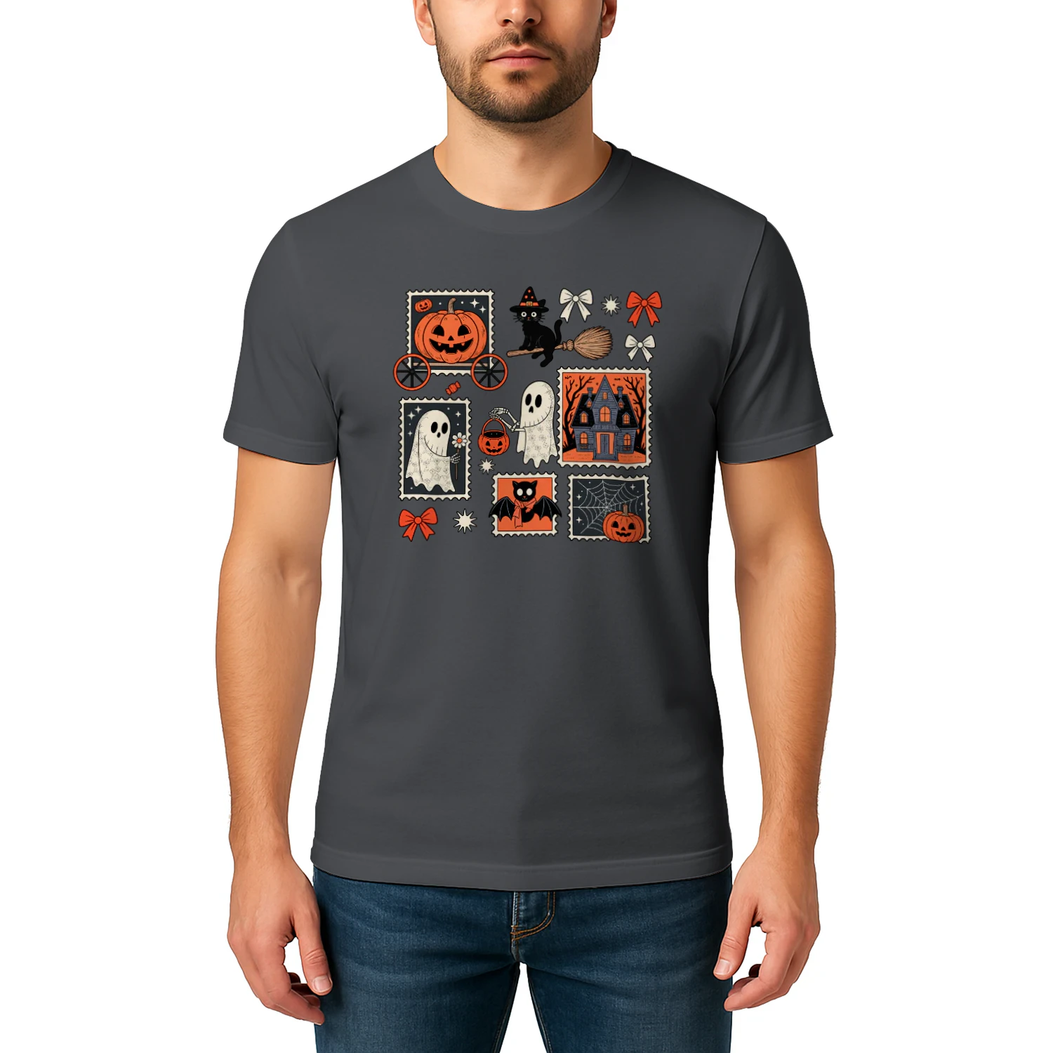 Halloween Stamp Collection – Cute Spooky Graphic T-Shirt