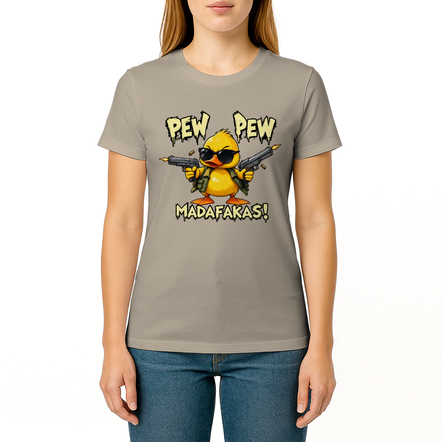 Pew Pew Duck – Funny Action Cartoon Graphic