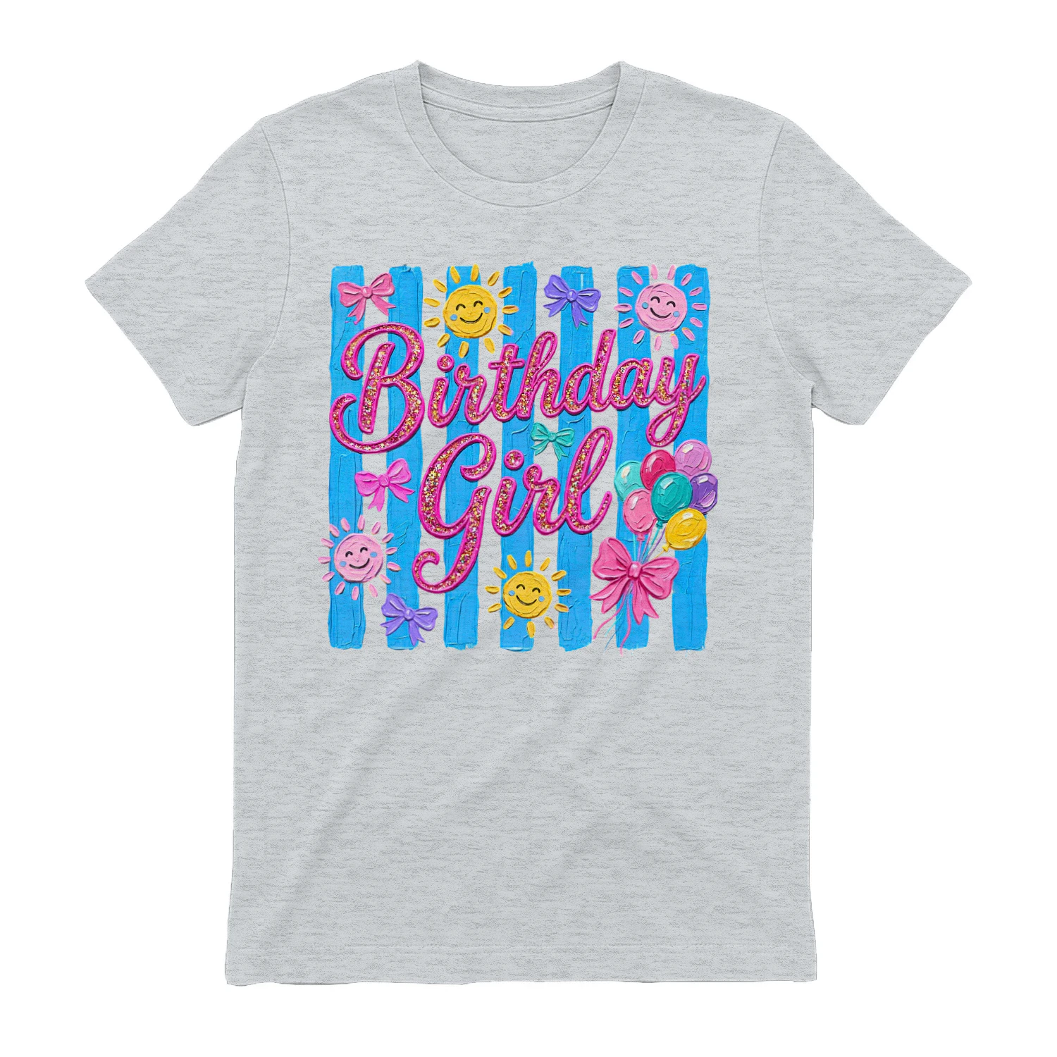 Coquette Birthday Girl T-Shirt, Retro Colorful Bday Party Design Tee