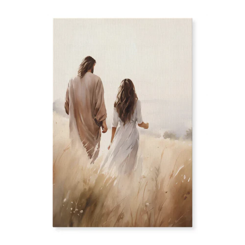 Jesus Walking With A Woman