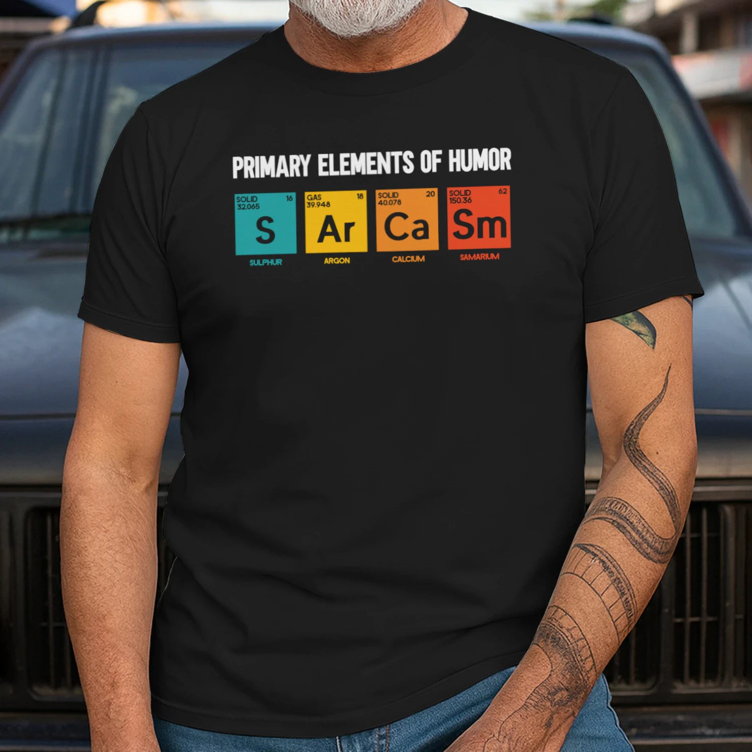 Sarcasm elements of the humor periodic table men's T-shirt