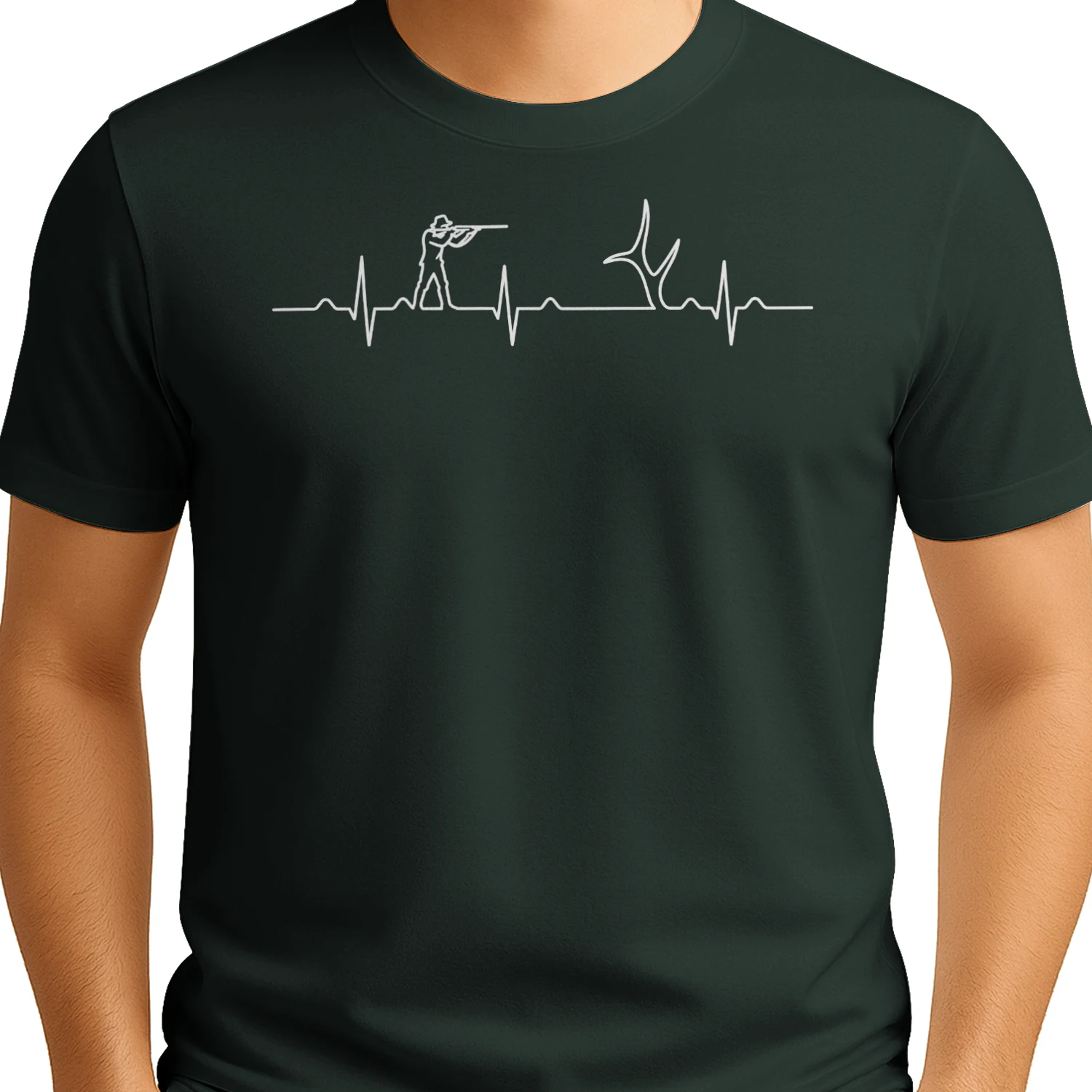 Jäger Herzschlag T-Shirt – Rehbock Jagd EKG Motiv für Jäger