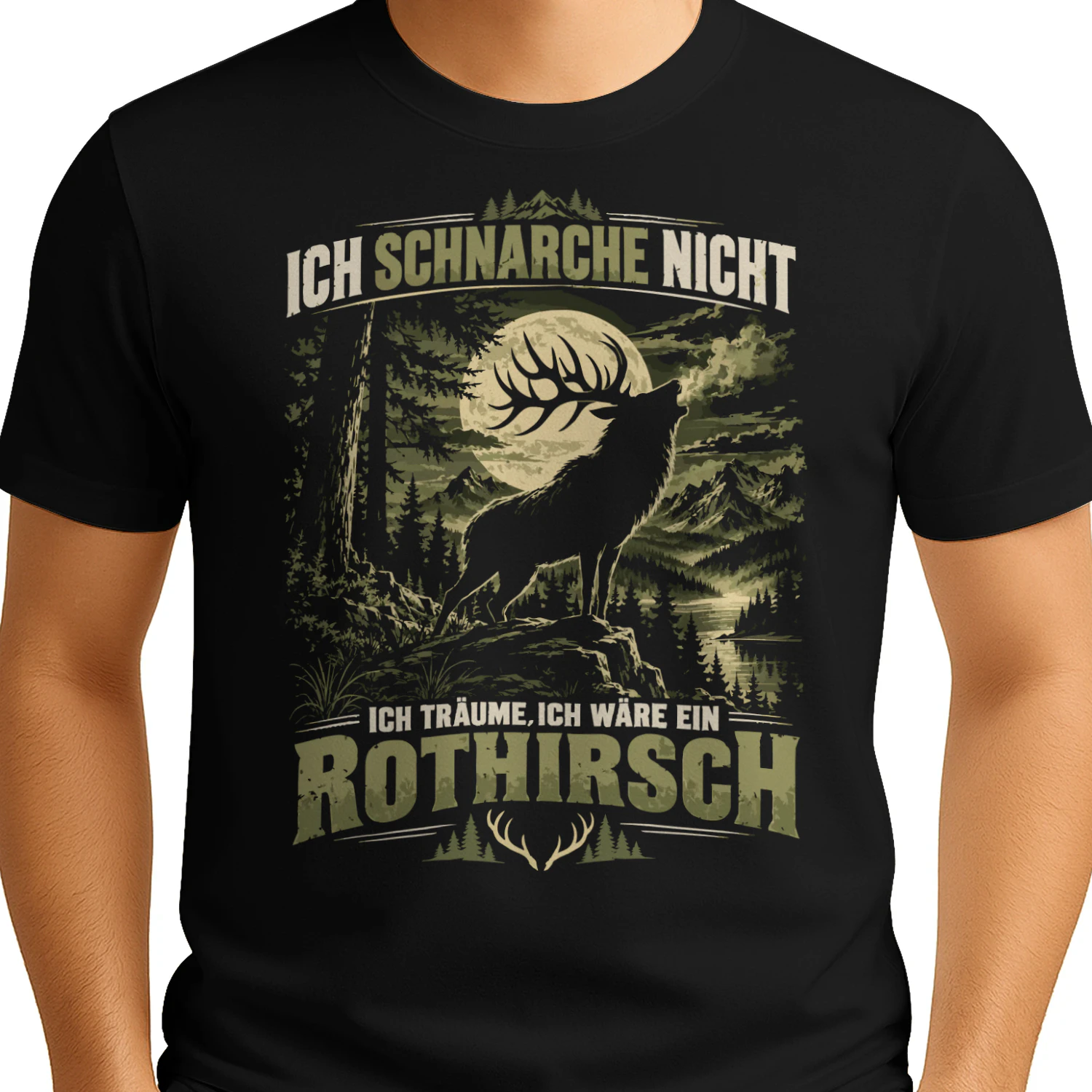 Rothirsch T-Shirt für Jäger – Ich schnarche nicht, ich träume, ich wäre ein Rothirsch – Lustiges Jagd Geschenk