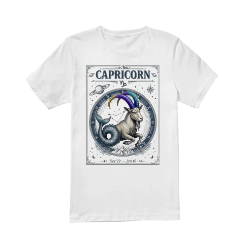 Vintage Capricorn Zodiac Graphic T-Shirt - Aesthetic Astrology Sea Goat Tee