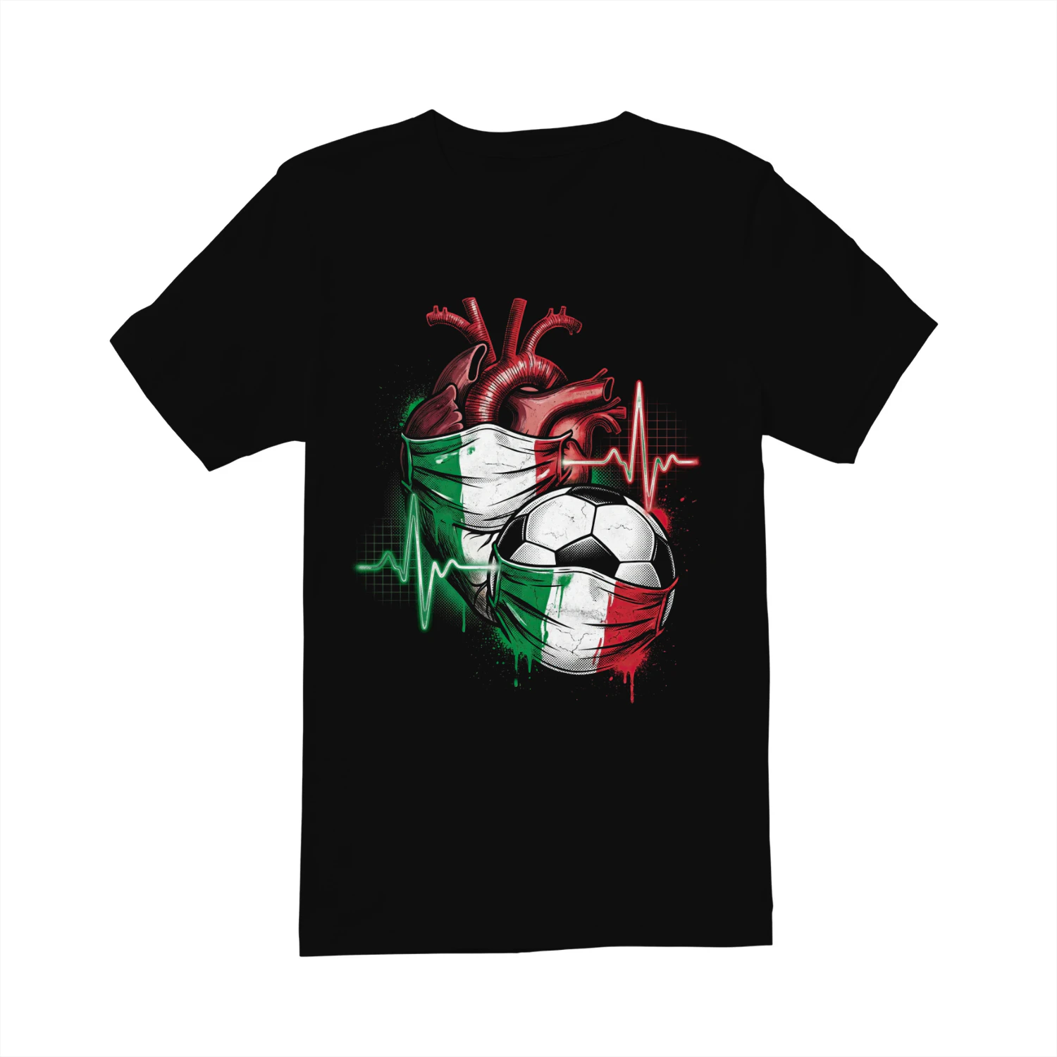 Battito Azzurro: T-Shirt Grafica "Cuore e Pallone" Italia