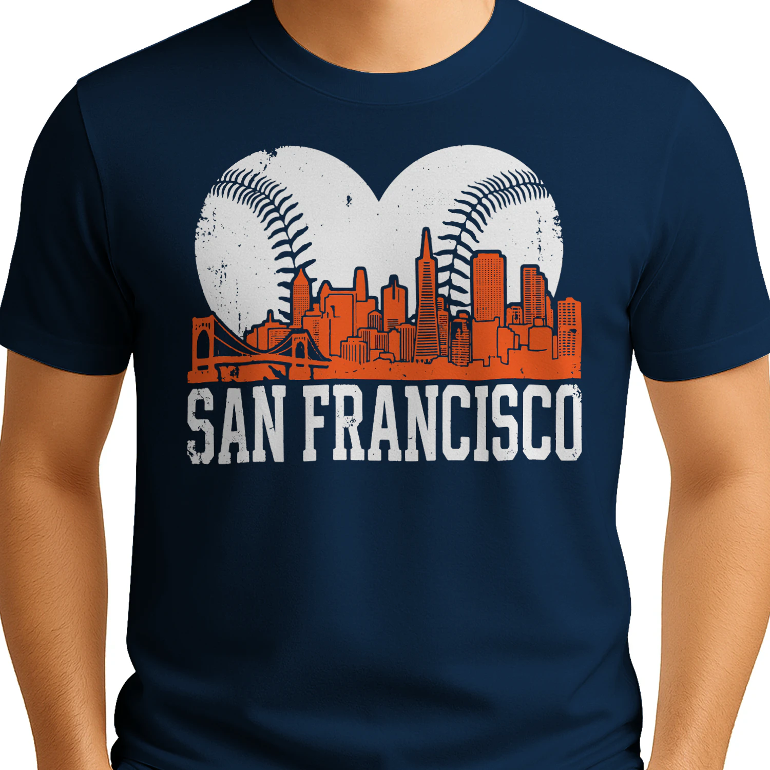 Vintage San Francisco Skyline Baseball Heart T-Shirt - Free Shipping 📦