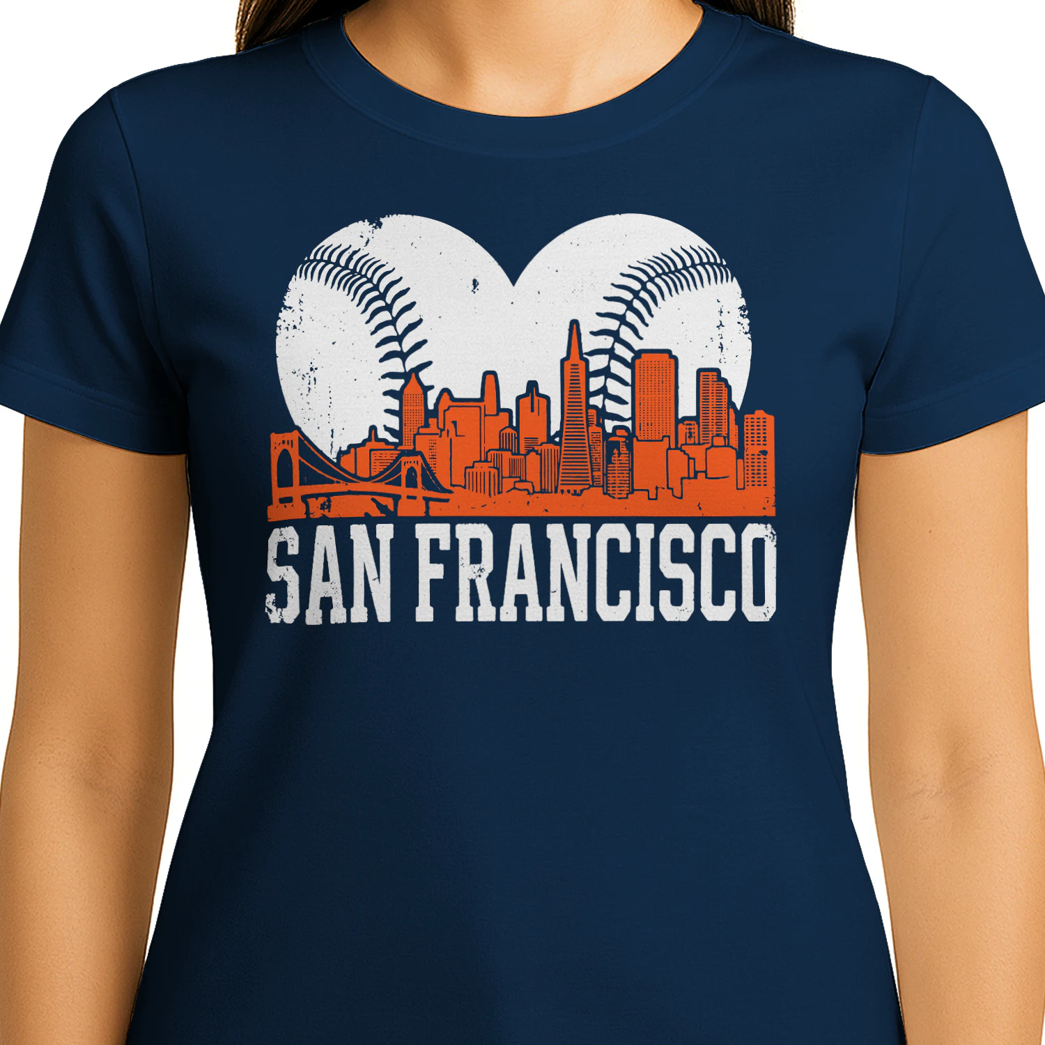 Vintage San Francisco Skyline Baseball Heart T-Shirt - Free Shipping 📦