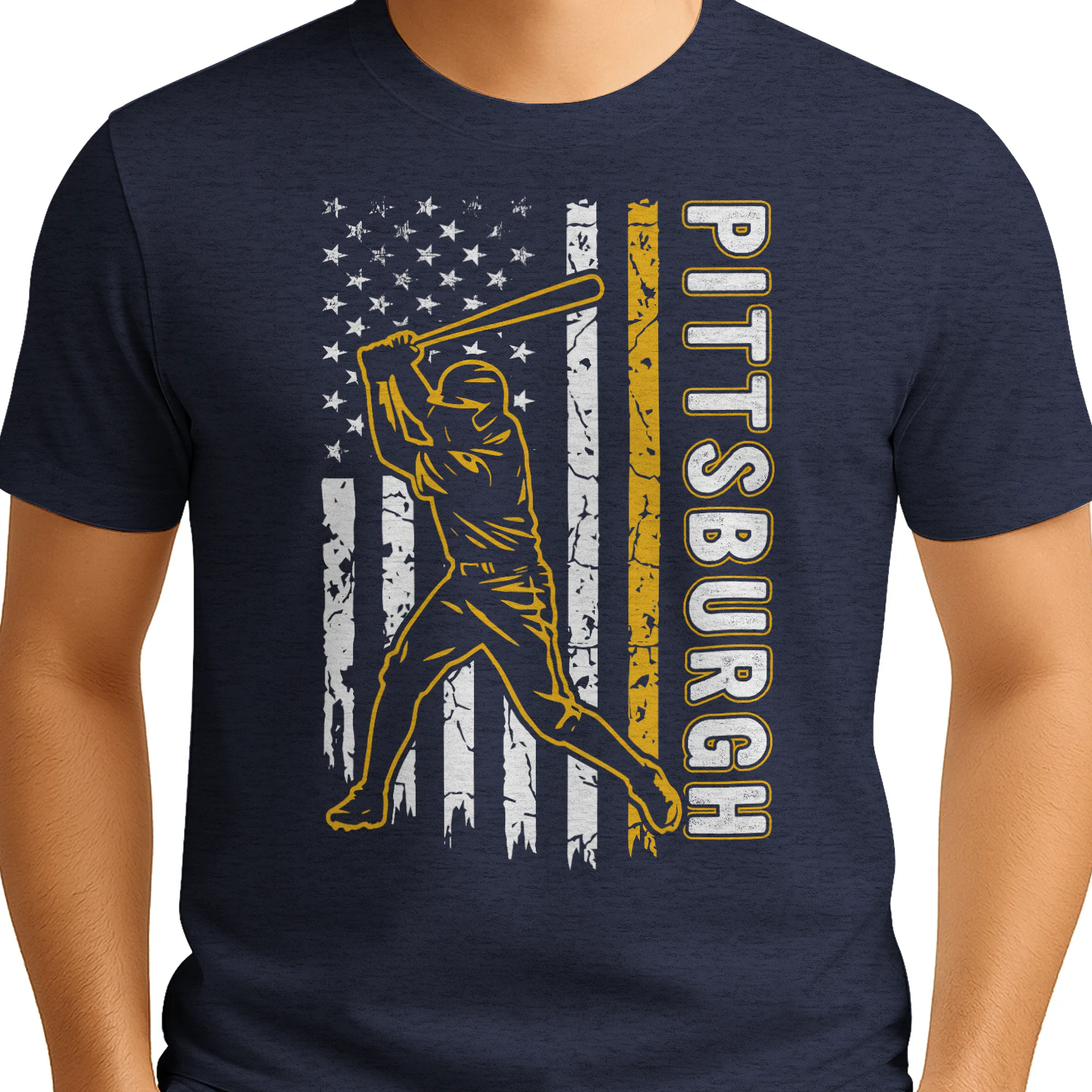 Pittsburgh Usa Flag Baseball T-shirt - Free Shipping 📦