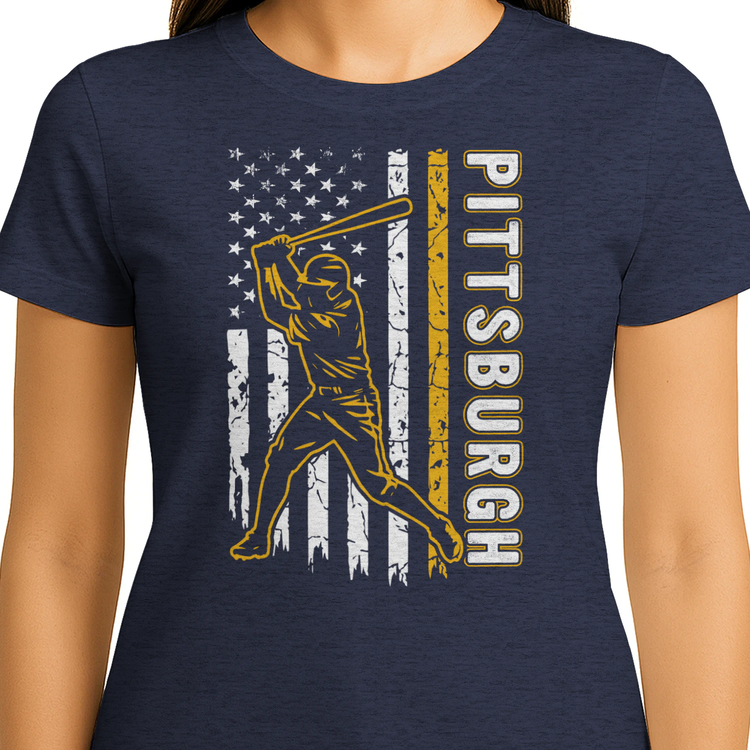 Pittsburgh Usa Flag Baseball T-shirt - Free Shipping 📦
