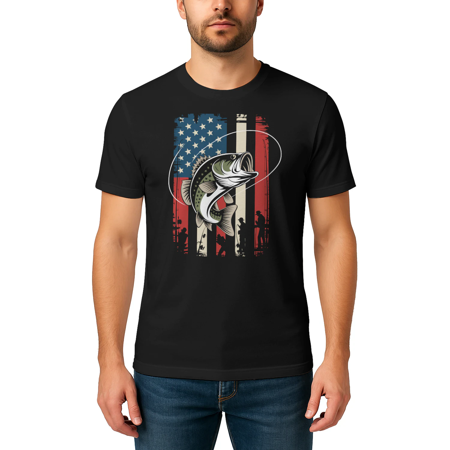  Fishing American Flag Fuuny Fisherman 