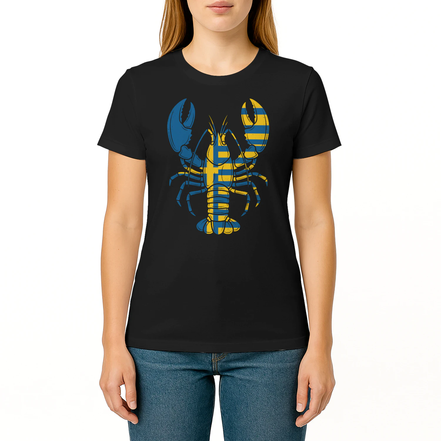 Sverige Hummer T-shirt med Svensk Flagga