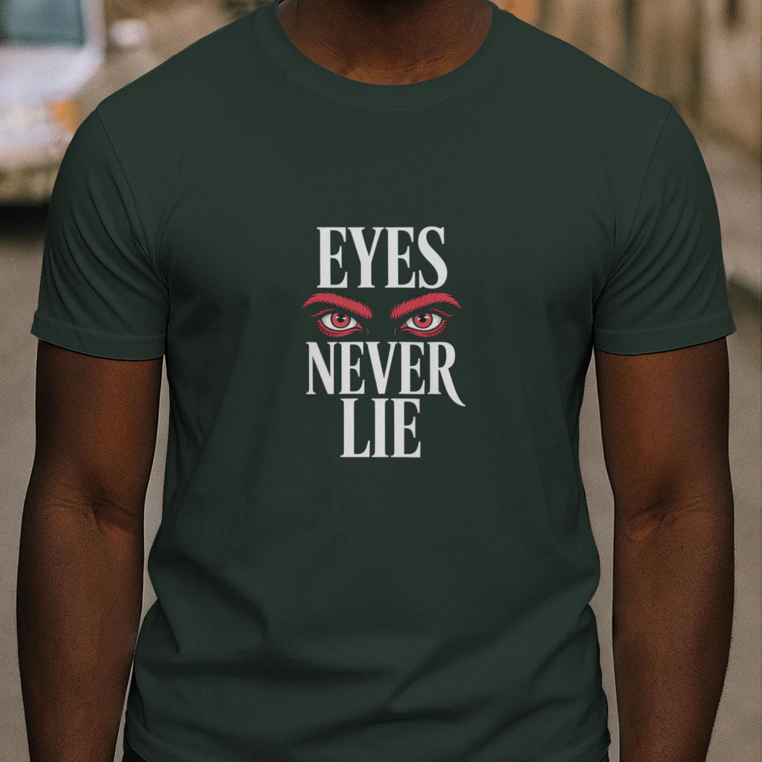 Eyes Never Lie T-Shirt | Bold Graphic Statement Tee | Mystery Eyes Streetwear Shirt - Unisex Softstyle T-shirt