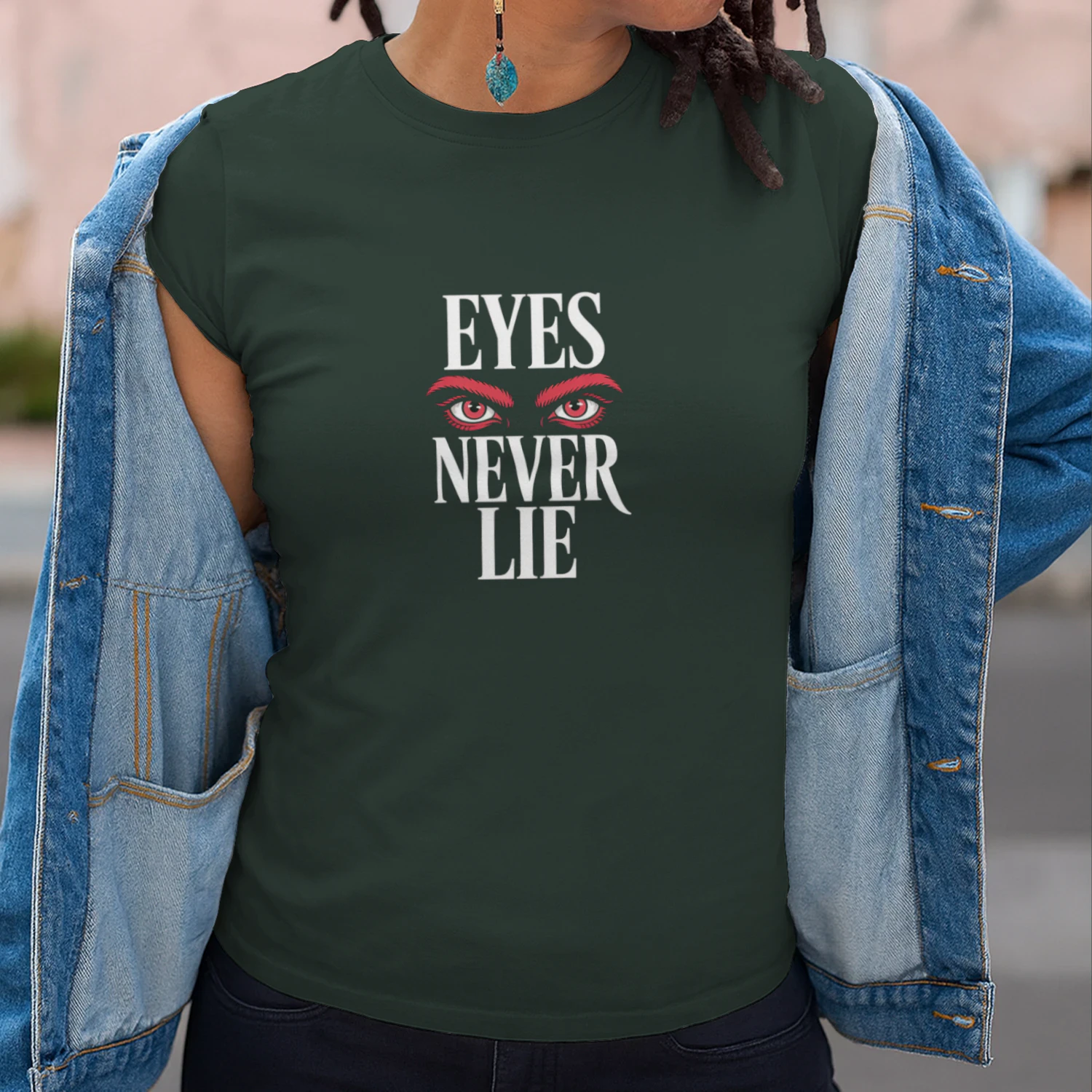Eyes Never Lie T-Shirt | Bold Graphic Statement Tee | Mystery Eyes Streetwear Shirt - Unisex Softstyle T-shirt