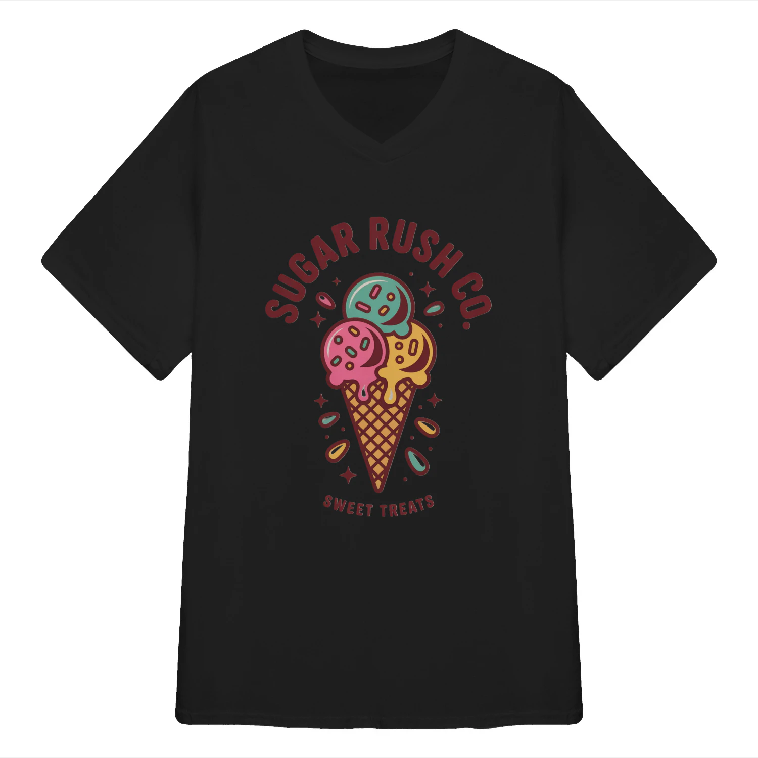 Sugar Rush Co Ice Cream T-Shirt | Sweet Treats Graphic Tee | Cute Ice Cream Lover Shirt Unisex V-neck T-shirt