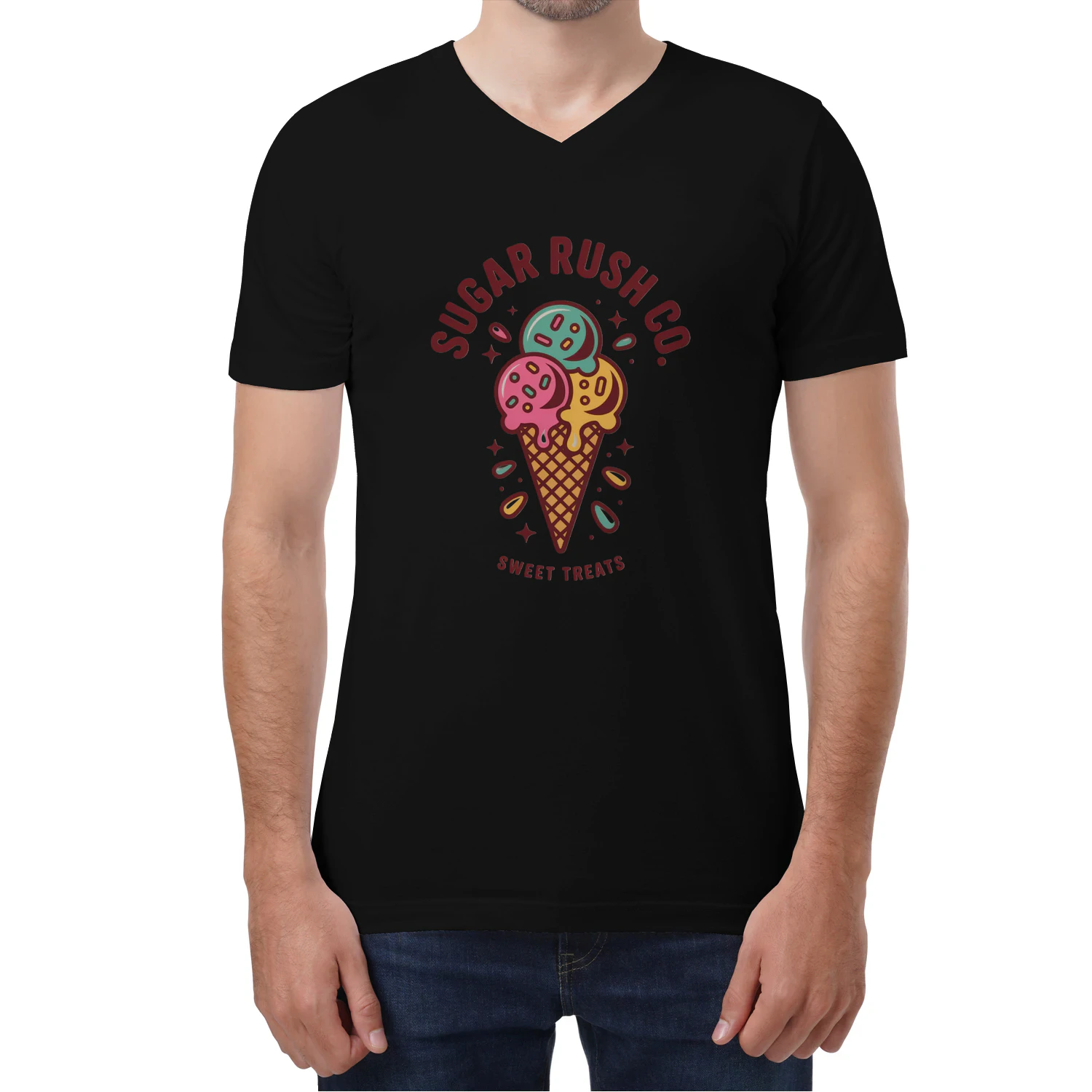 Sugar Rush Co Ice Cream T-Shirt | Sweet Treats Graphic Tee | Cute Ice Cream Lover Shirt Unisex V-neck T-shirt