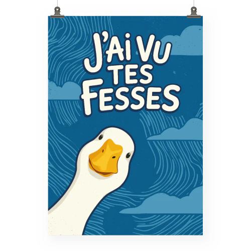Affiche drole " j'ai vu Tes Fesses " WC poster , affiche de salle de bain