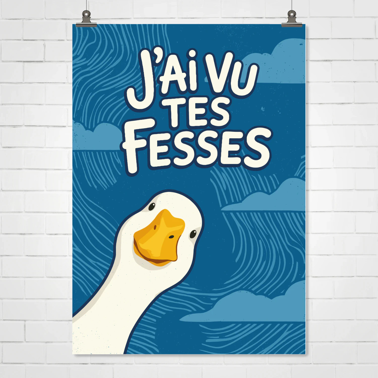 Affiche drole " j'ai vu Tes Fesses " WC poster , affiche de salle de bain