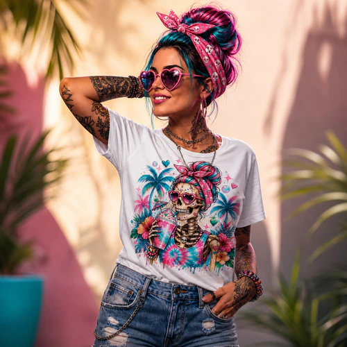 Skeleton Tropical / Messy Bun